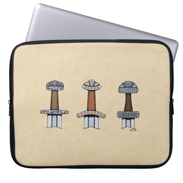 Drie Viking Sword Hilts Laptop Sleeve (Voorkant)