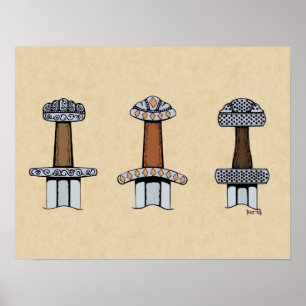 Drie Viking Sword Hilts Poster