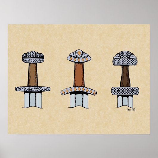 Drie Viking Sword Hilts Poster (Voorkant)