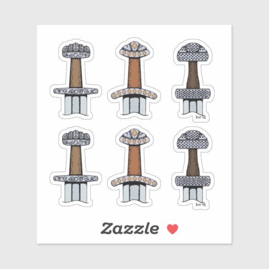 Drie Viking Sword Hilts Sticker (Vel)