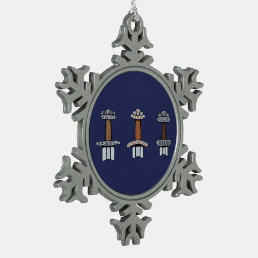 Drie Viking Sword Hilts Tin Sneeuwvlok Ornament (Links)