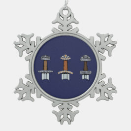 Drie Viking Sword Hilts Tin Sneeuwvlok Ornament