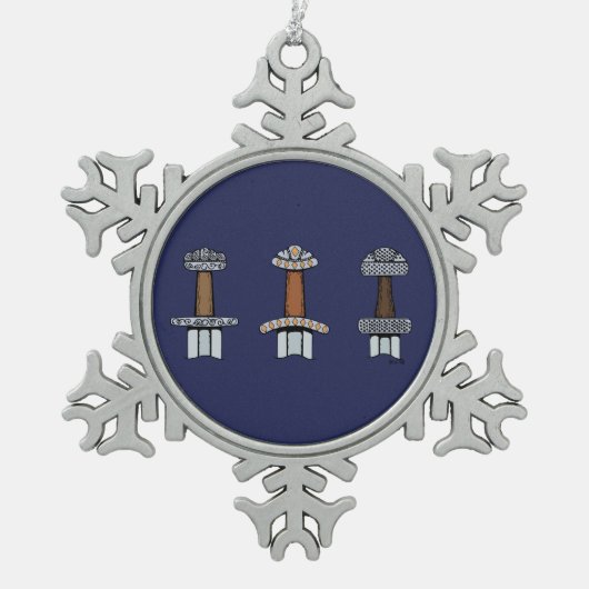 Drie Viking Sword Hilts Tin Sneeuwvlok Ornament (Voorkant)