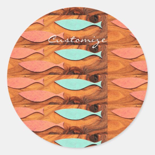 Drie vispatronen Thunder_Cove Ronde Sticker (Voorkant)