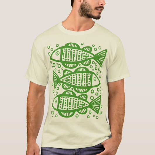 Drie vissen - Avocado Green T-shirt (Voorkant)