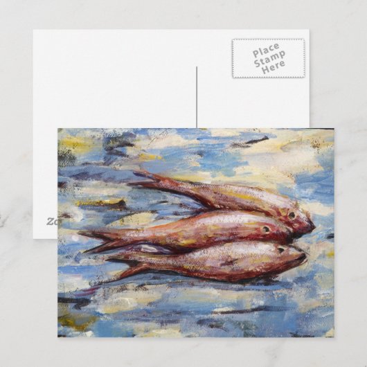 Drie vissen briefkaart (Voorkant / Achterkant)
