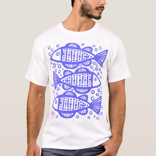 Drie vissen - Electric Blue T-shirt (Voorkant)