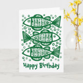Drie vissen - Forest Green Kaart (Gele Bloem)