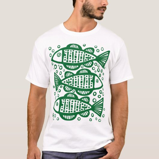 Drie vissen - Forest Green T-shirt (Voorkant)
