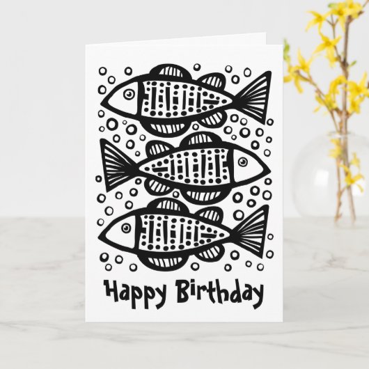 Drie vissen kaart (Gele Bloem)