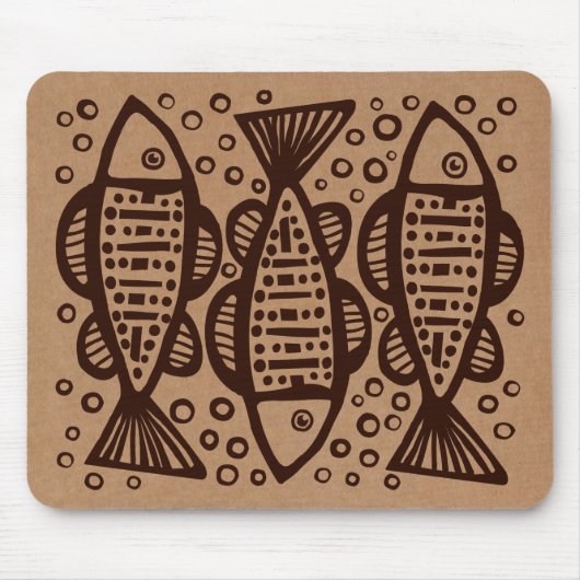 Drie vissen - Kartonnen doos Tex Muismat (Voorkant)