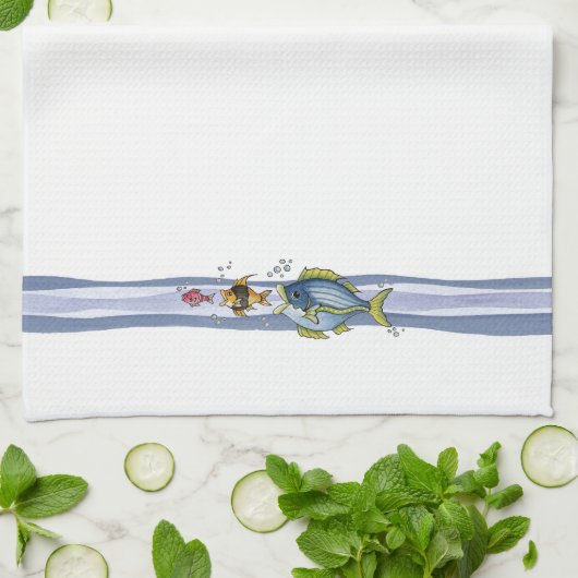 Drie vissen - keukenhanddoek (Gevouwen)