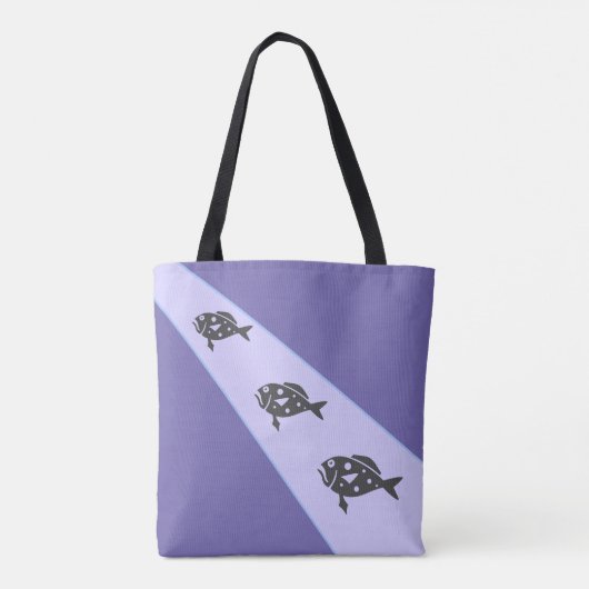 Drie vissen op Lavender Blue Tote Bag (Achterkant)