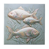 Drie Vissen Opalescent Bas-reliëf D1221 Tegeltje (Voorkant)