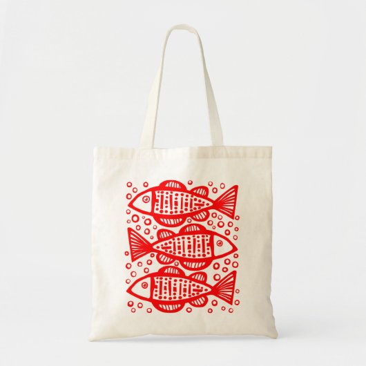 Drie vissen - rood tote bag (Voorkant)