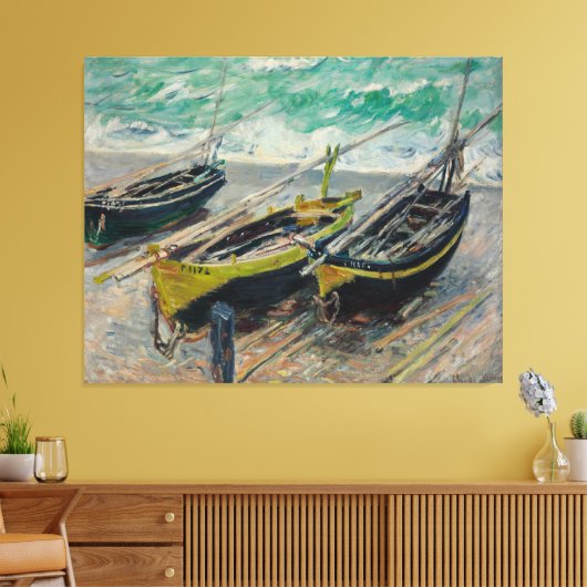 Drie Vissende boten van Claude Monet Canvas Afdruk (Insitu (Woonkamer))