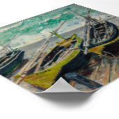 Drie Vissende boten van Claude Monet Poster (Hoek)