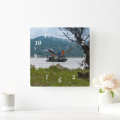 Drie vissers op Tafelsteen Wandklok (Huis)