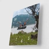 Drie vissers op Tafelsteen Wandklok (Hoek)