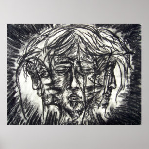 Drie vlakken van de Emotion Charcoal Drawing Poster