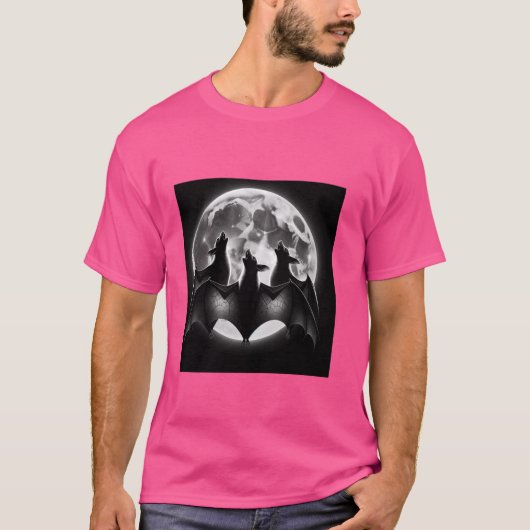 Drie vleermuizen huilen bij het Moon Shirt Funny T (Voorkant)