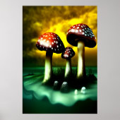 Drie vliegende amanita | AI Art Poster (Voorkant)