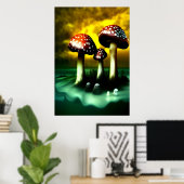 Drie vliegende amanita | AI Art Poster (Thuiskantoor)