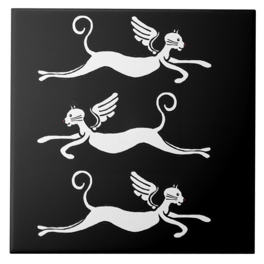 drie vliegende katten tegeltje (Voorkant)