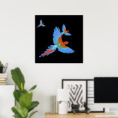 Drie vliegende Macaws Handtekening Poster (Thuiskantoor)