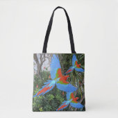 Drie vliegende Macaws Tote Bag (Voorkant)