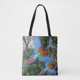 Drie vliegende Macaws Tote Bag