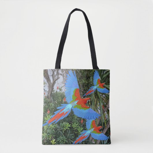 Drie vliegende Macaws Tote Bag (Voorkant)