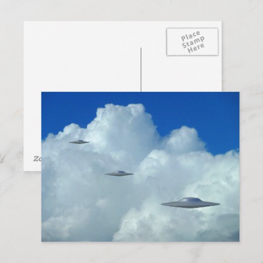 Drie vliegende schotels briefkaart (Voorkant / Achterkant)