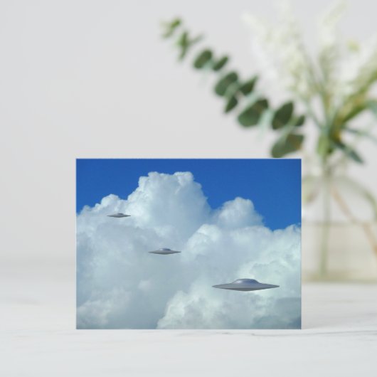 Drie vliegende schotels briefkaart (Staand voorkant)