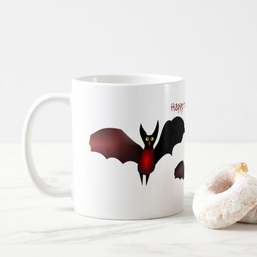 Drie vliegende vleermuizen Halloween Koffiemok (Met donut)