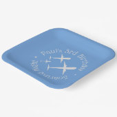 Drie vliegtuigen op Blue Elegant Fun, gepersonalis Papieren Bordje (Gebogen)