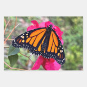 Drie vlinders op  bloemen inpakpapier vel (Voorkant 3)