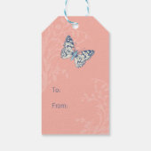 Drie vlinders tekenen lichtblauw dank je cadeaulabel (Achterkant)