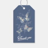 Drie vlinders tekening blauw dank u cadeau label cadeaulabel (Voorkant)