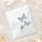 Drie vlinders tekening dank u blauwe bruiloft bedankzakje (Geknipt)