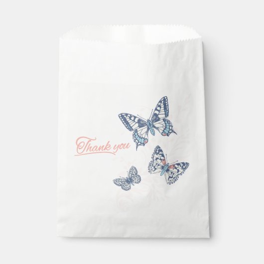 Drie vlinders tekening dank u bruiloft gunst bedankzakje (Voorkant)