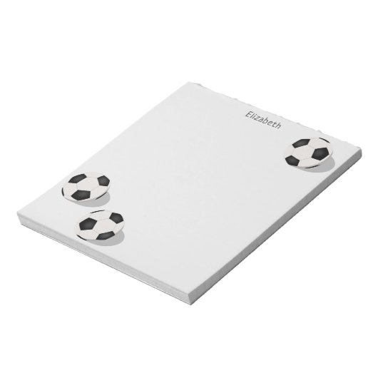 drie voetballen gepersonaliseerde sporten notitieblok (Linkerzijde)