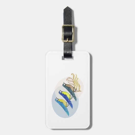 Drie vogels bagagelabel (Voorkant verticaal)