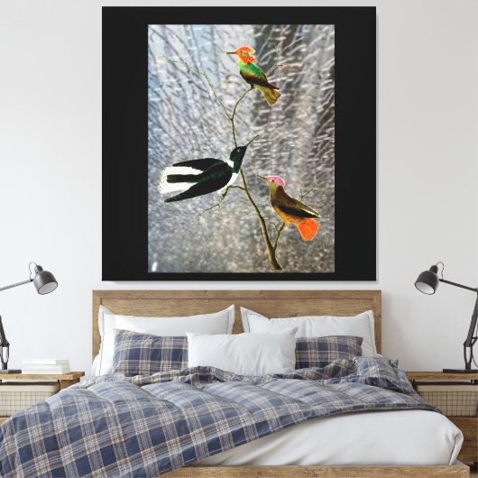 Drie Vogels Canvas Afdruk (Insitu (Slaapkamer))