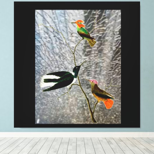 Drie Vogels Canvas Afdruk (Insitu (Houten vloer))