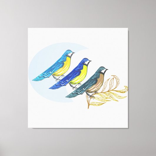 Drie vogels canvas afdruk (Voorkant)