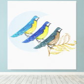 Drie vogels canvas afdruk (Insitu (Houten vloer))