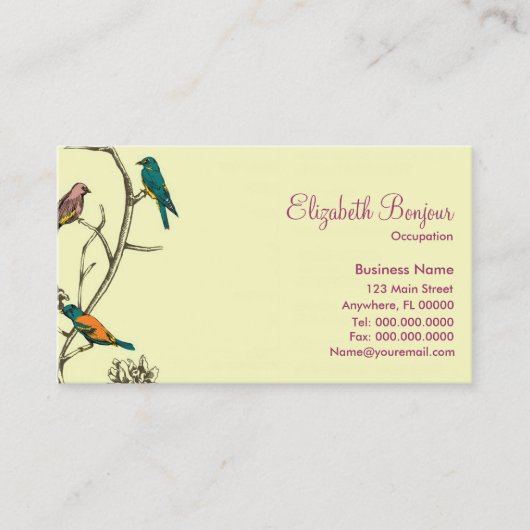 Drie vogels die praten - Visitekaartjes (Voorkant)