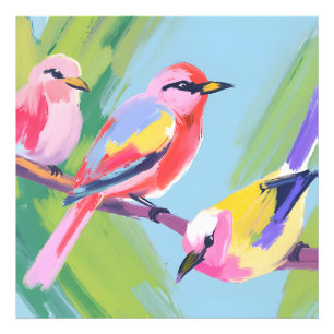 Drie vogels foto afdruk