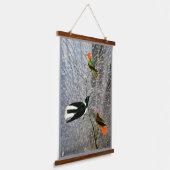 Drie Vogels Hangend Wandkleed (Gebogen)